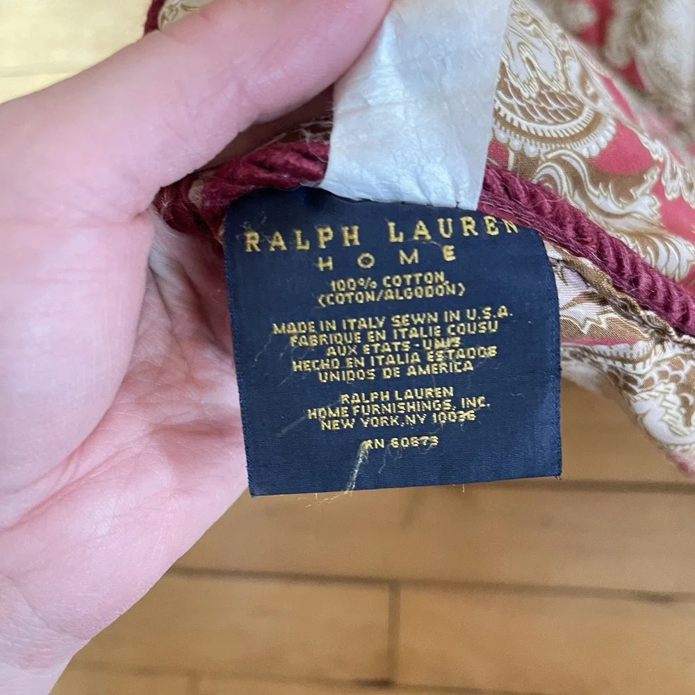 Vintage Ralph Lauren Jardiniere Queen / Full Red Sateen Comforter‎ Made In Italy